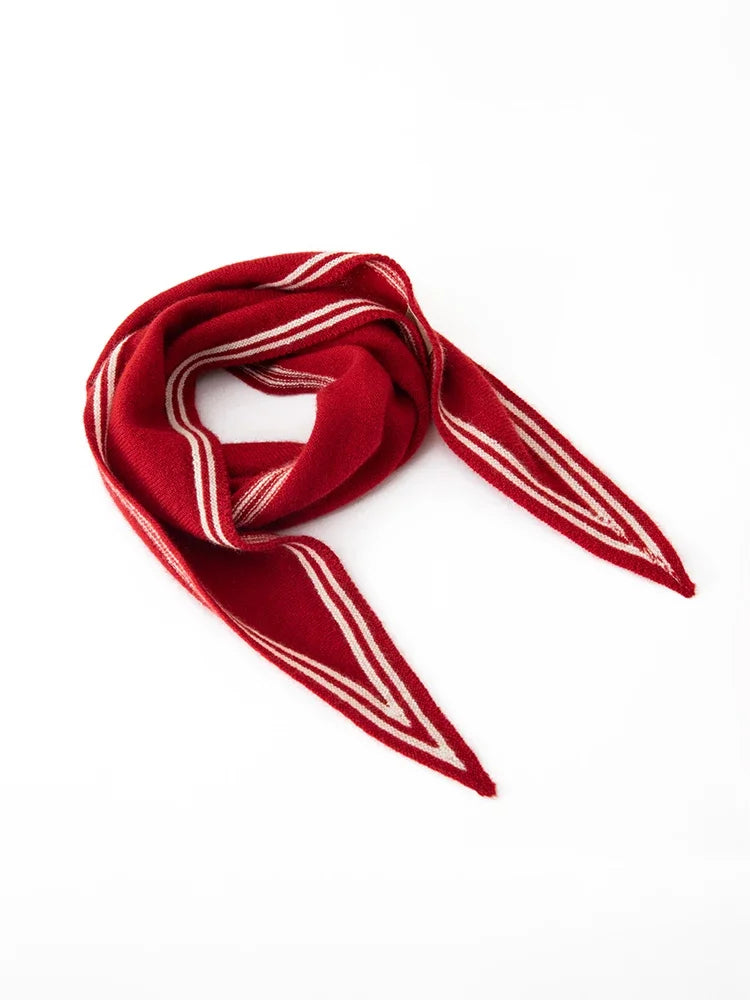 Foulard Rouge Triangulaire en Cachemire