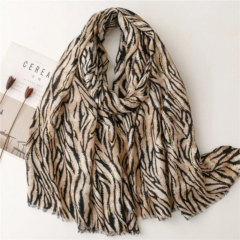 Foulard Tigre en Coton et Lin