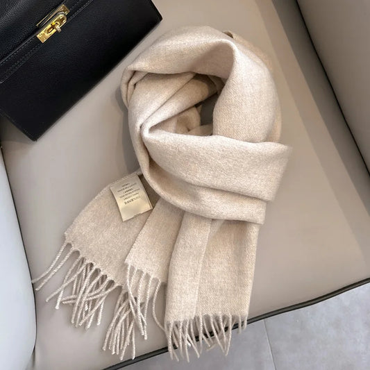 Foulard Écharpe 100% Laine Beige