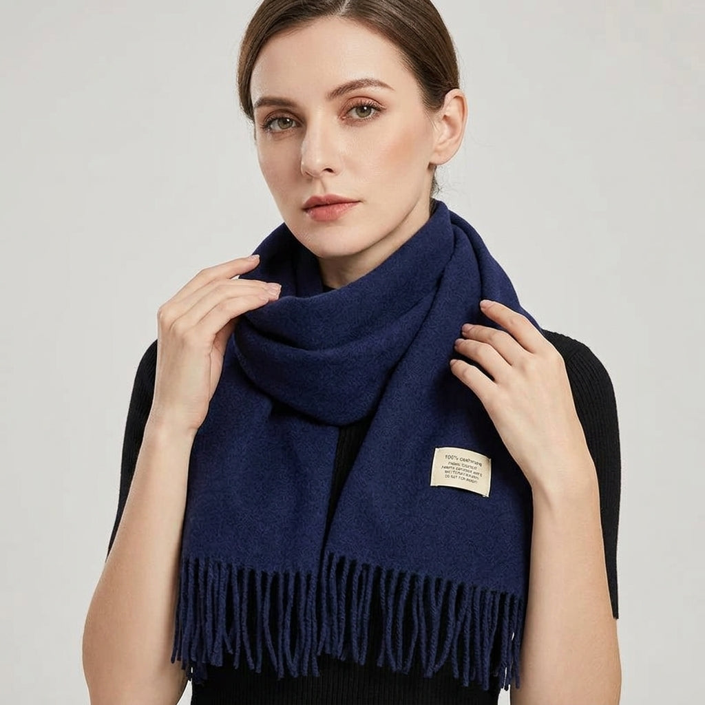 
Foulard Écharpe 100% Laine Bleu Foncé