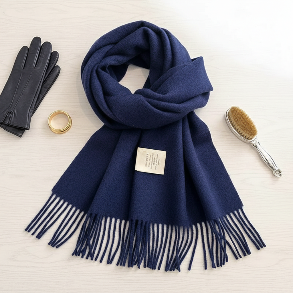 
Foulard Écharpe 100% Laine Bleu Foncé