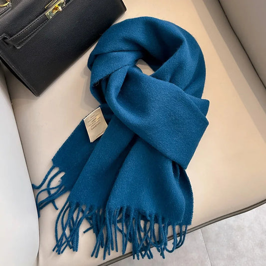 Foulard Écharpe 100% Laine Bleu Profond