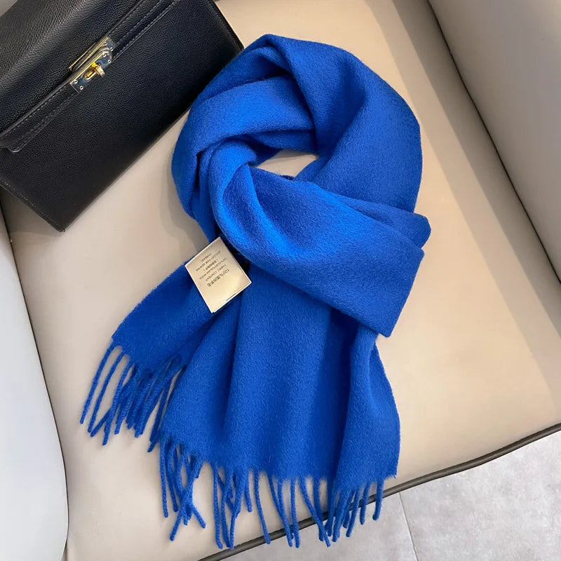 Foulard Écharpe 100% Laine Bleu Roi