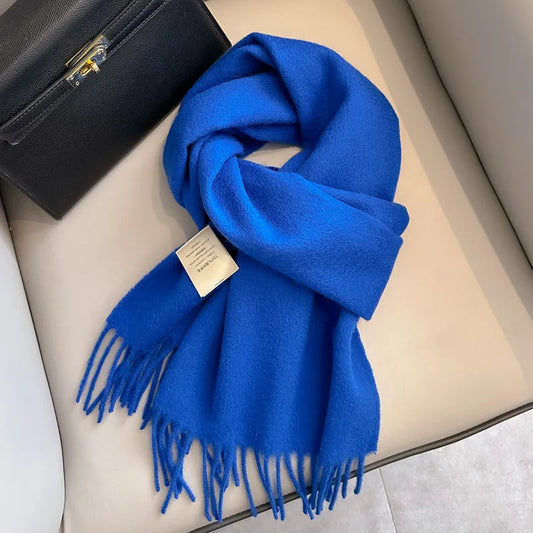 Foulard Écharpe 100% Laine Bleu Roi