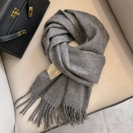 Foulard Écharpe 100% Laine Gris
