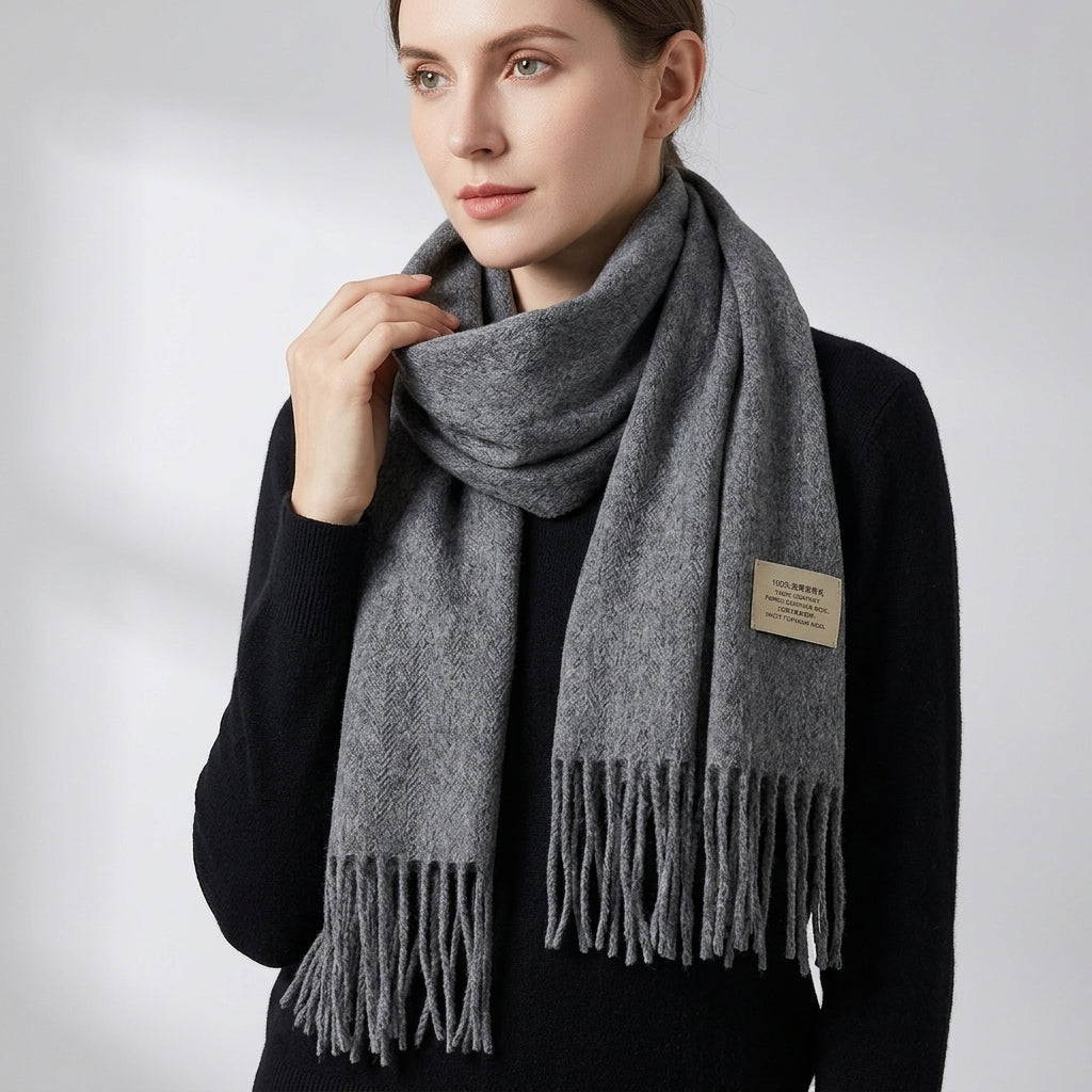 
Foulard Écharpe 100% Laine Gris