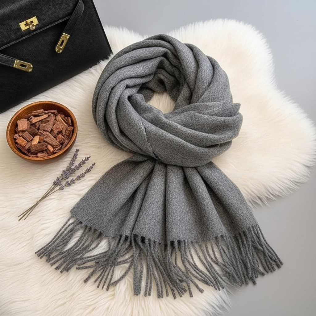 
Foulard Écharpe 100% Laine Gris