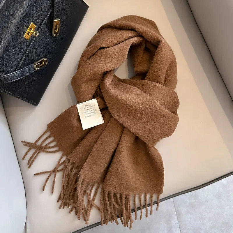 Foulard Écharpe 100% Laine Marron