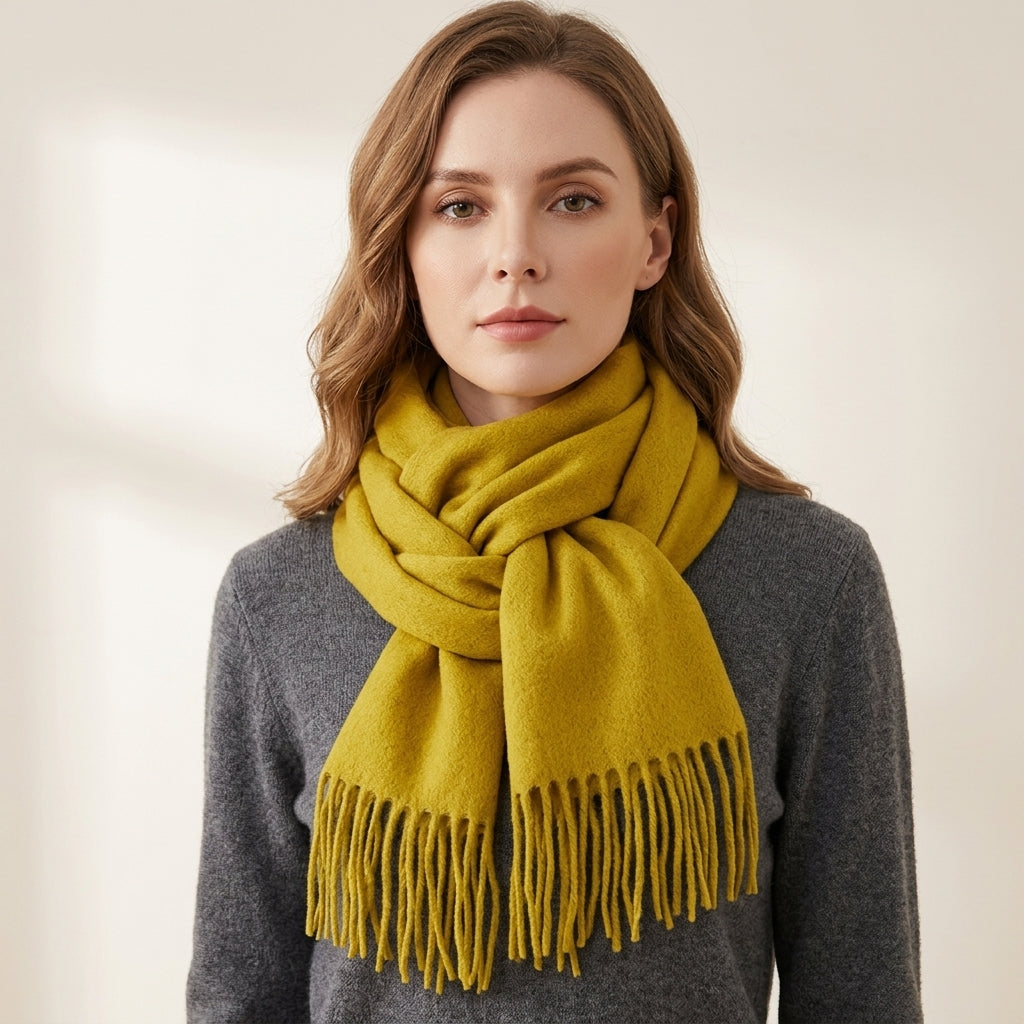 
Foulard Écharpe 100% Laine Moutarde