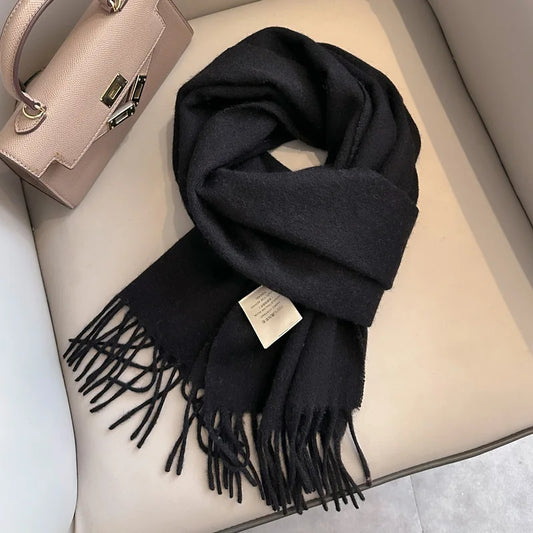 Foulard Écharpe 100% Laine Noir