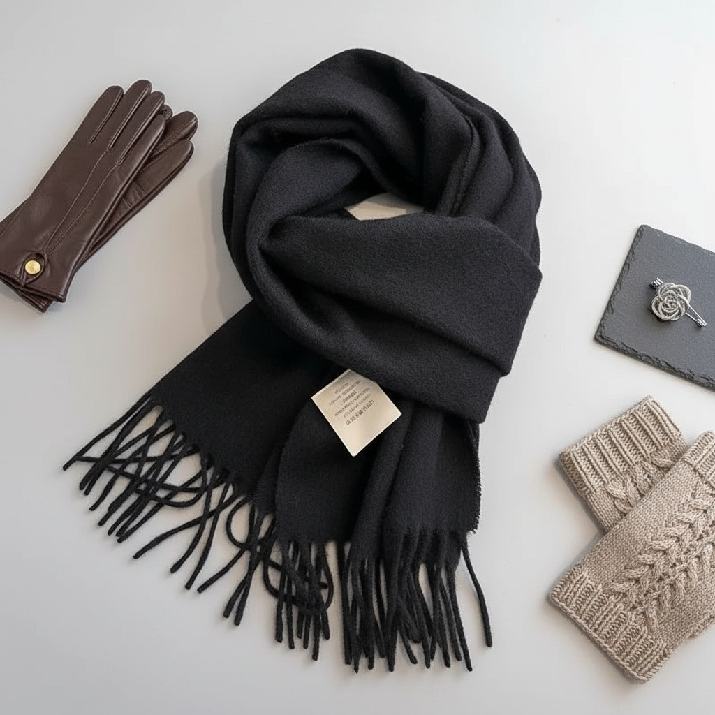 
Foulard Écharpe 100% Laine Noir