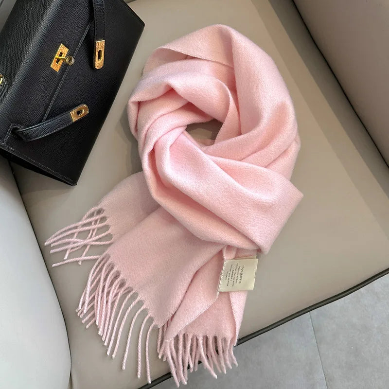 Foulard Écharpe 100% Laine Rose clair