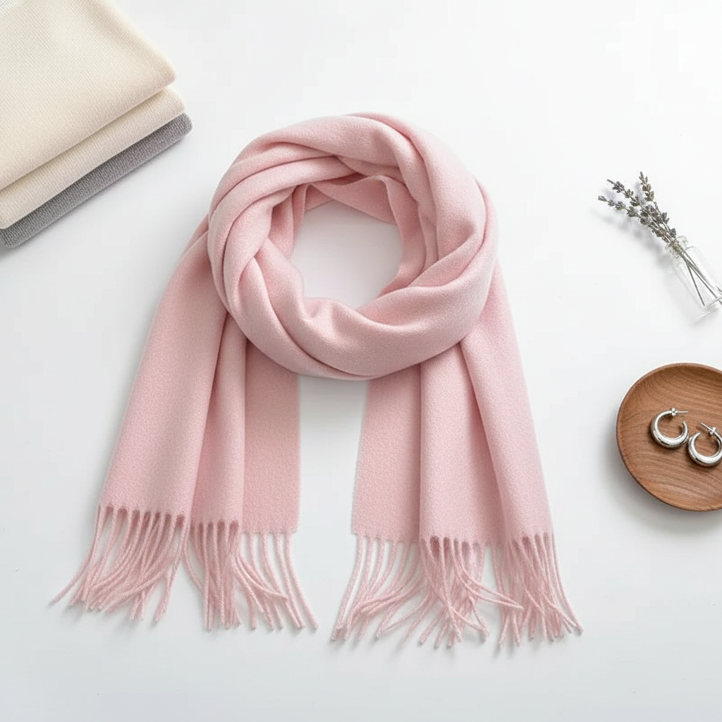 
Foulard Écharpe 100% Laine Rose clair