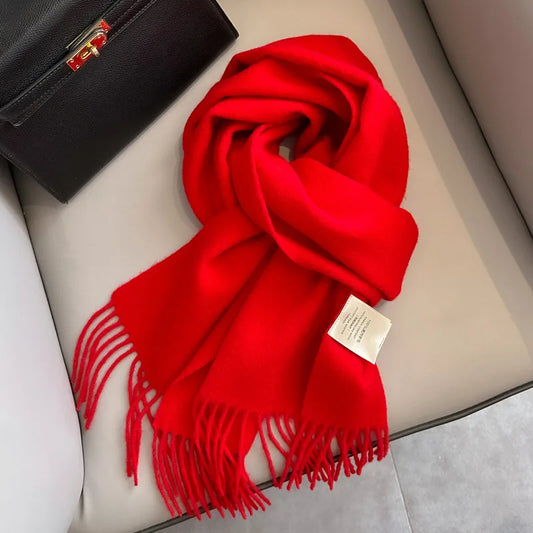 Foulard Écharpe 100% Laine Rouge