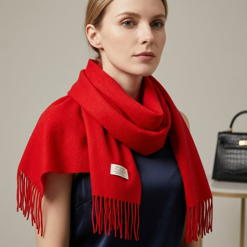 
Foulard Écharpe 100% Laine Rouge