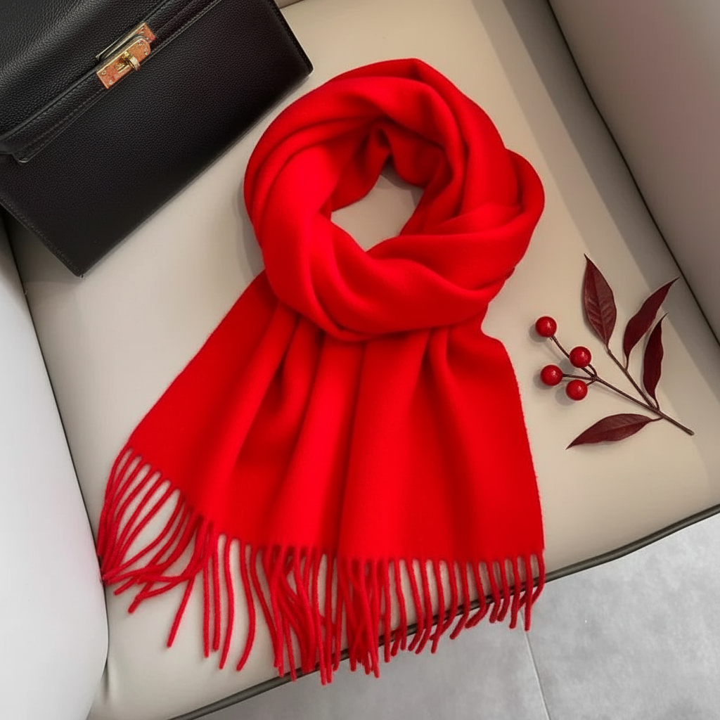 
Foulard Écharpe 100% Laine Rouge