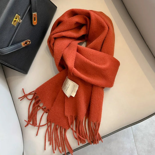 Foulard Écharpe 100% Laine Rouge Brique
