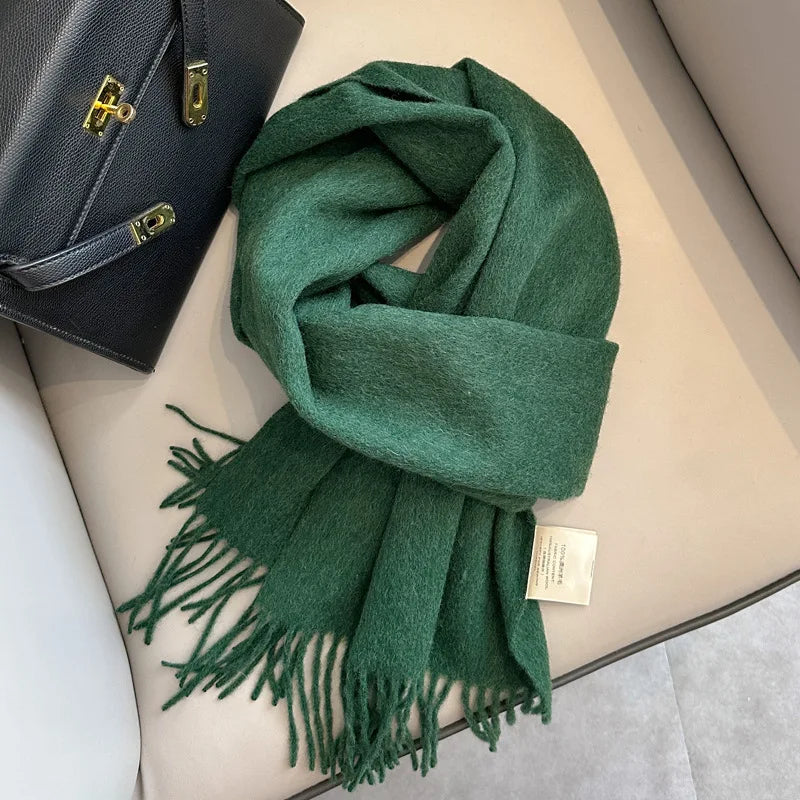 Foulard Écharpe 100% Laine Vert Foncé
